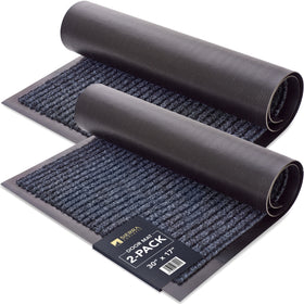 2-Pack Classic Ribbed Stripe Door Mat - Entryway, Indoor, Outdoor 30" x 17"